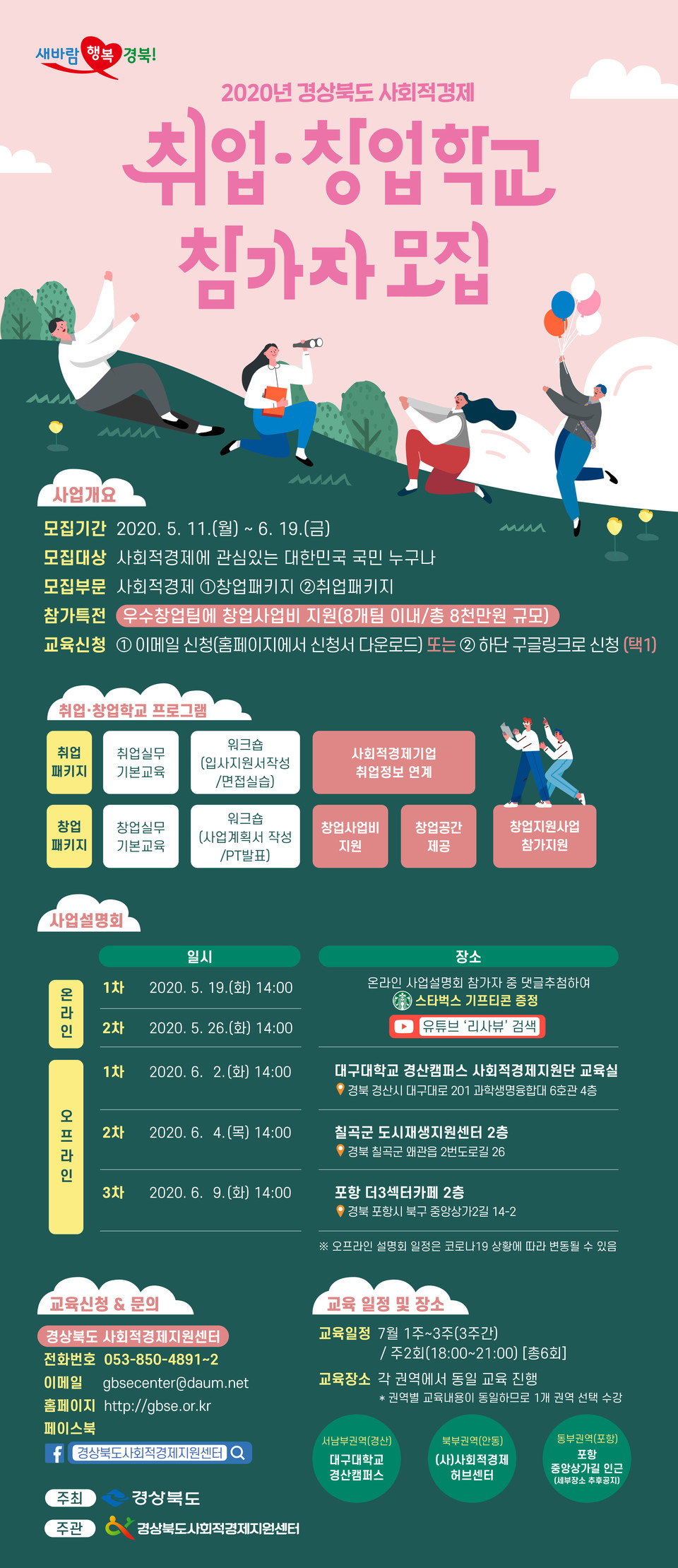 ▲ '2020 경북형 사회적경제 취업·창업학교 참가자 모집' 웹포스터. ⓒ경상북도