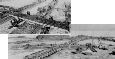 ▲ 남포갑문의 회전다리 설치 (노동신문 1986년 2월 16일)