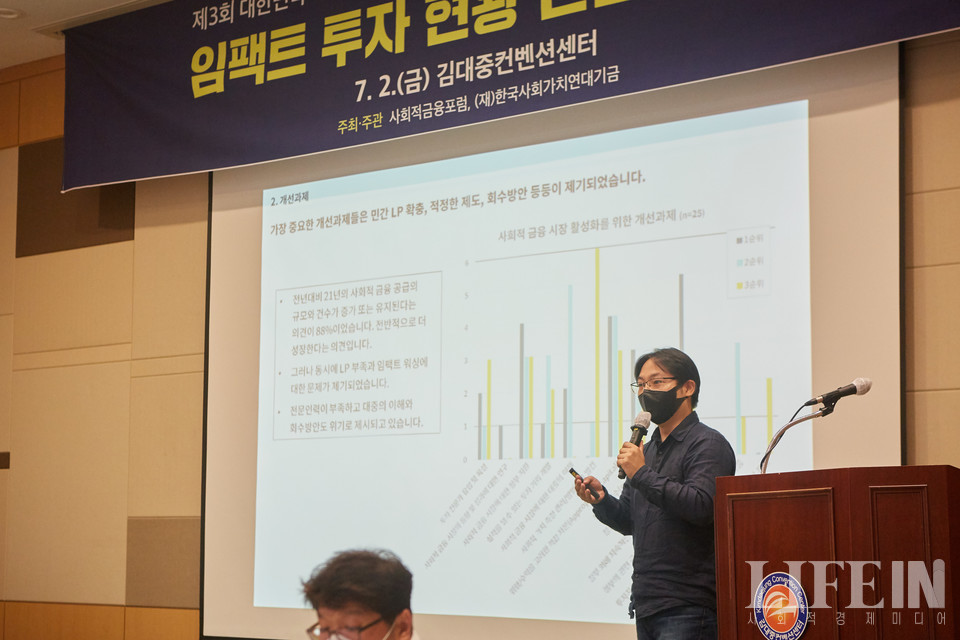 ▲ '임팩트 투자 현황 진단 토론회'에서 발제를 맡은 도현명 임팩트스퀘어 대표. ⓒ라이프인