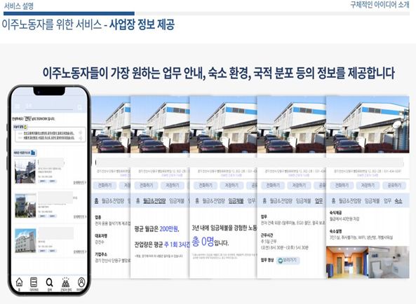 ▲ 이주노동자 지원 앱 설명. ⓒ고용노동부
