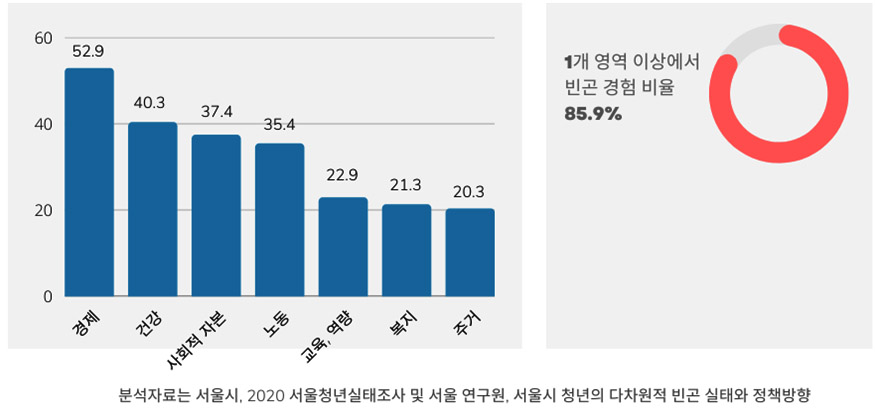 ▲ 서울연구원 정책리포트 '서울시 청년의 다차원적 빈곤 실태와 정책방향'(2022.08). 