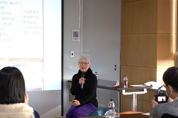 ▲ 경기 민요 희망 소리꾼을 기획 및 운영한 사회적협동조합 다시시작의 안연원 이사장. ⓒ라이프인