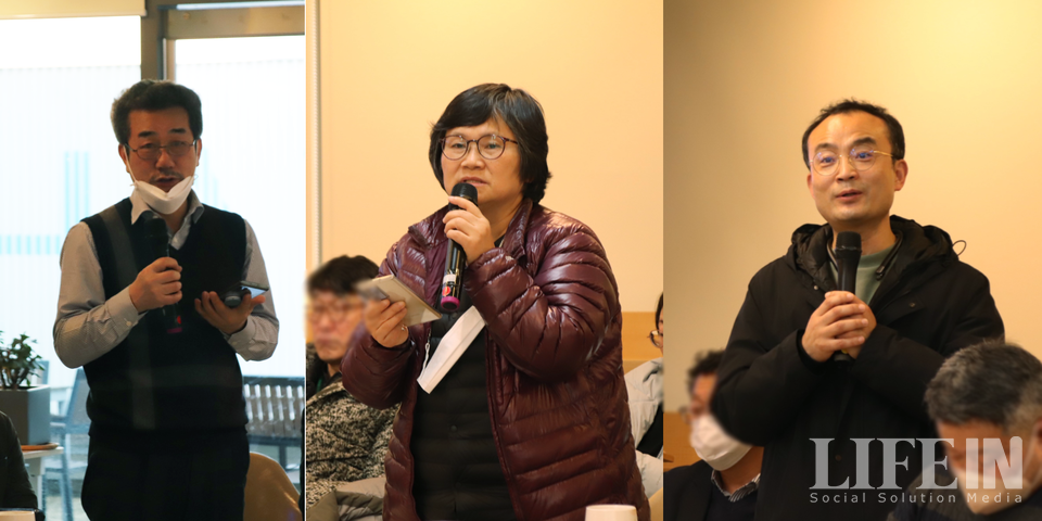 ▲ 한국사회적경제연대회의의 신재걸 교육위원장, 윤봉란 제도개선위원장, 김기태 한국사회적경제연대회의 부설 연구소 추진단장. ⓒ라이프인