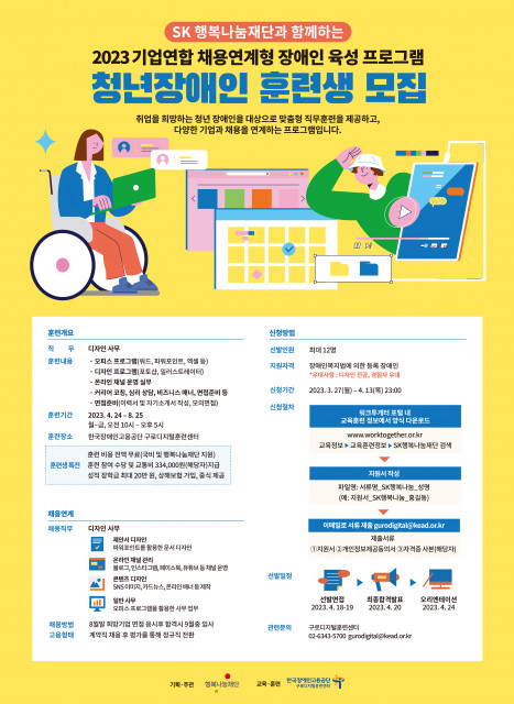 ▲ 2023 기업연합 채용연계형 장애인 육성 프로그램 훈련생 모집 포스터.