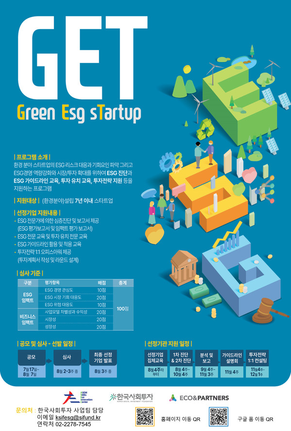 ▲ 스타트업 ESG 지원 프로그램 'GET(겟, Green Esg sTartup)' 포스터.