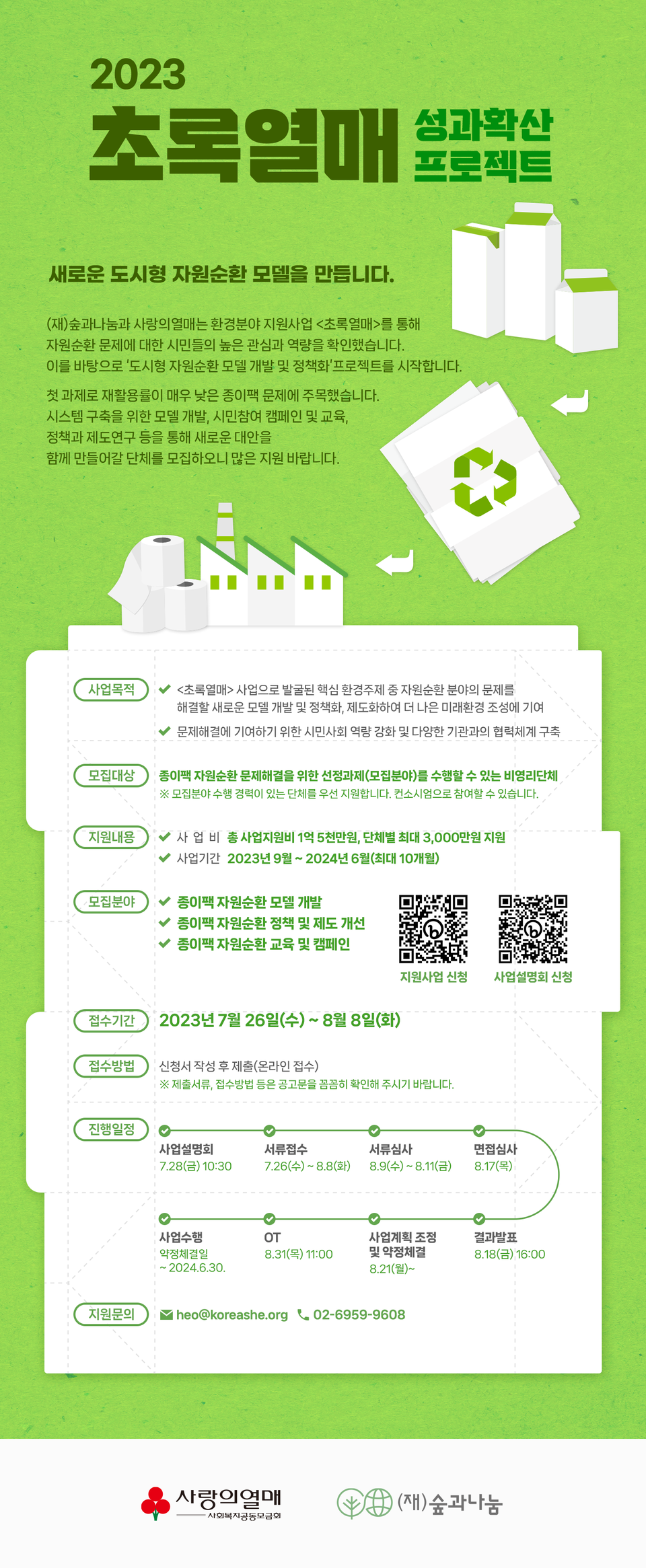 '2023 초록열매 성과확산 프로젝트' 모집 웹자보.