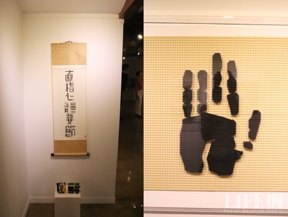 ▲ 직지심체요절과 안중근 의사의 단지한 손을 표현한 작품. ⓒ라이프인