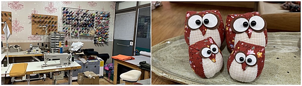 제조 공장 내부 / 첫 작품이자 현재 대표 상품인 부엉이.