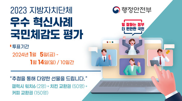 ▲ 지난 1월, 행정안전부는 지방자치단체의 대표 혁신사례가 국민의 생활에 도움이 되었는지 실제 성과에 대해 국민 의견을 설문으로 청취했다.ⓒ행정안전부 홈페이지