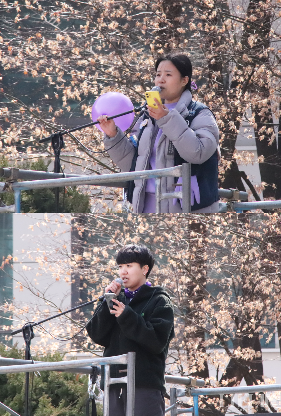 ▲ 김금영 건강보험공단고객센터지부 서울지회장(위), 신혜정 한국여성민우회 여성노동팀 팀장. ⓒ라이프인