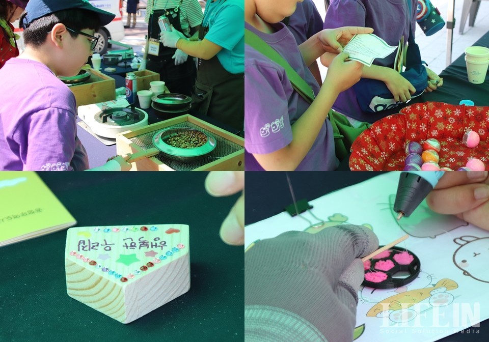 ▲시민들이 직접 공정무역 제품을 활용해 체험하고 있다. ⓒ라이프인