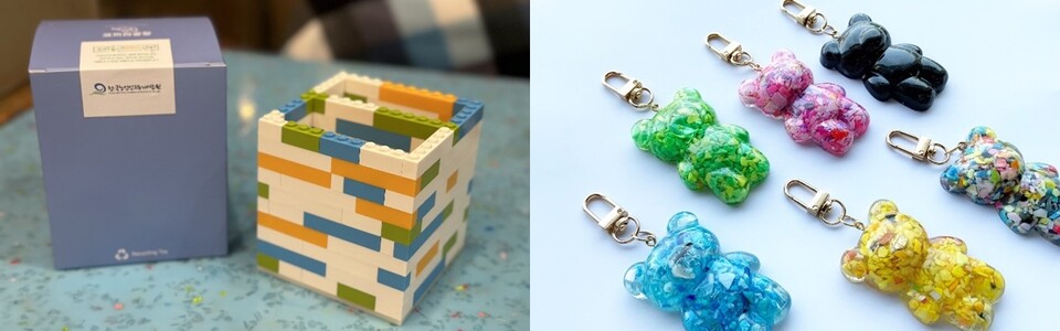 ▲ 재생 소재로 만든 제품들. ⓣ코끼리공장