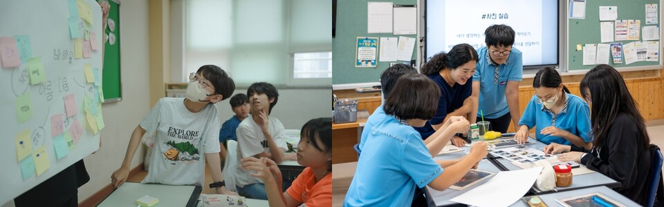 ▲ 김포 운유초등학교 교육 현장 / 양양 강현중학교 교육 현장(右) ⓒ다음세대재단
