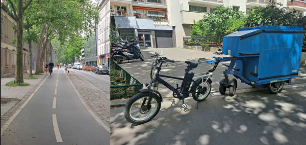 ▲ (좌)파리의 자전거 도로 (우)화물용 자전거. ⓒ조윤숙 연구원 