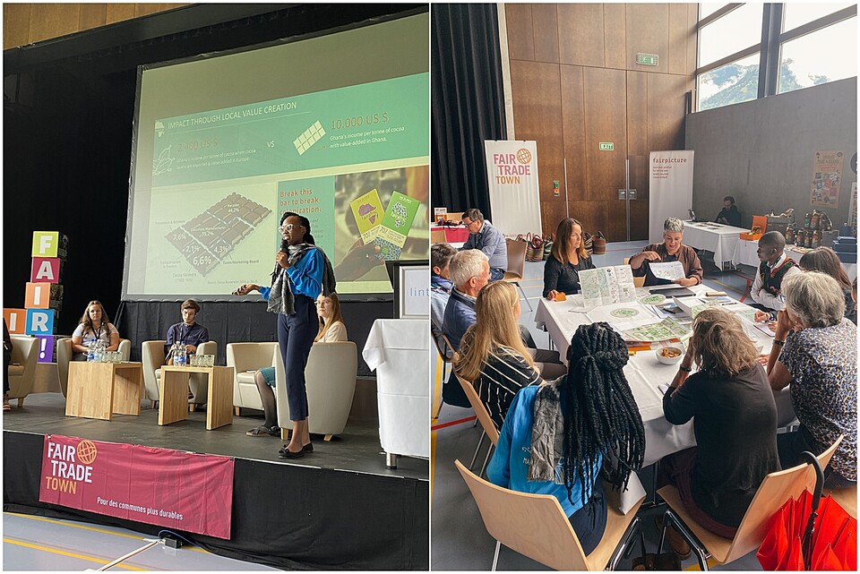 ▲ 페어아프릭 메이퀸의 발표 모습(左) / 컨퍼런스의 소그룹토론 모습(右).