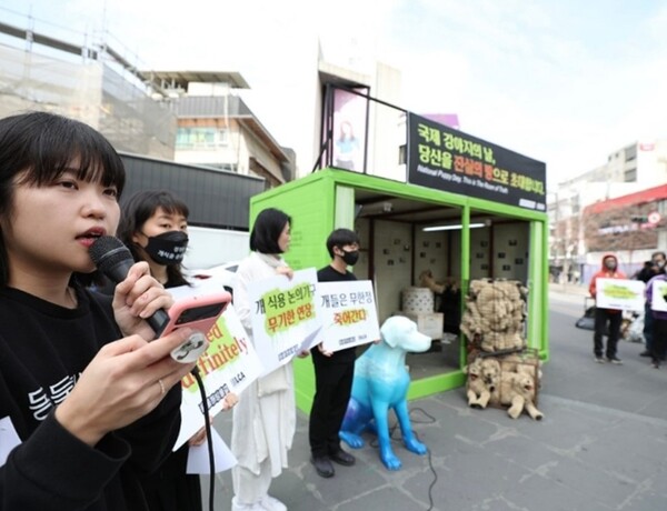 ▲ 동물해방물결의 개 식용 반대 캠페인 활동. ⓒ동물해방물결
