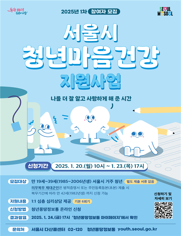 ▲ '서울시 청년마음건강 지원사업' 1차 모집 홍보물. 