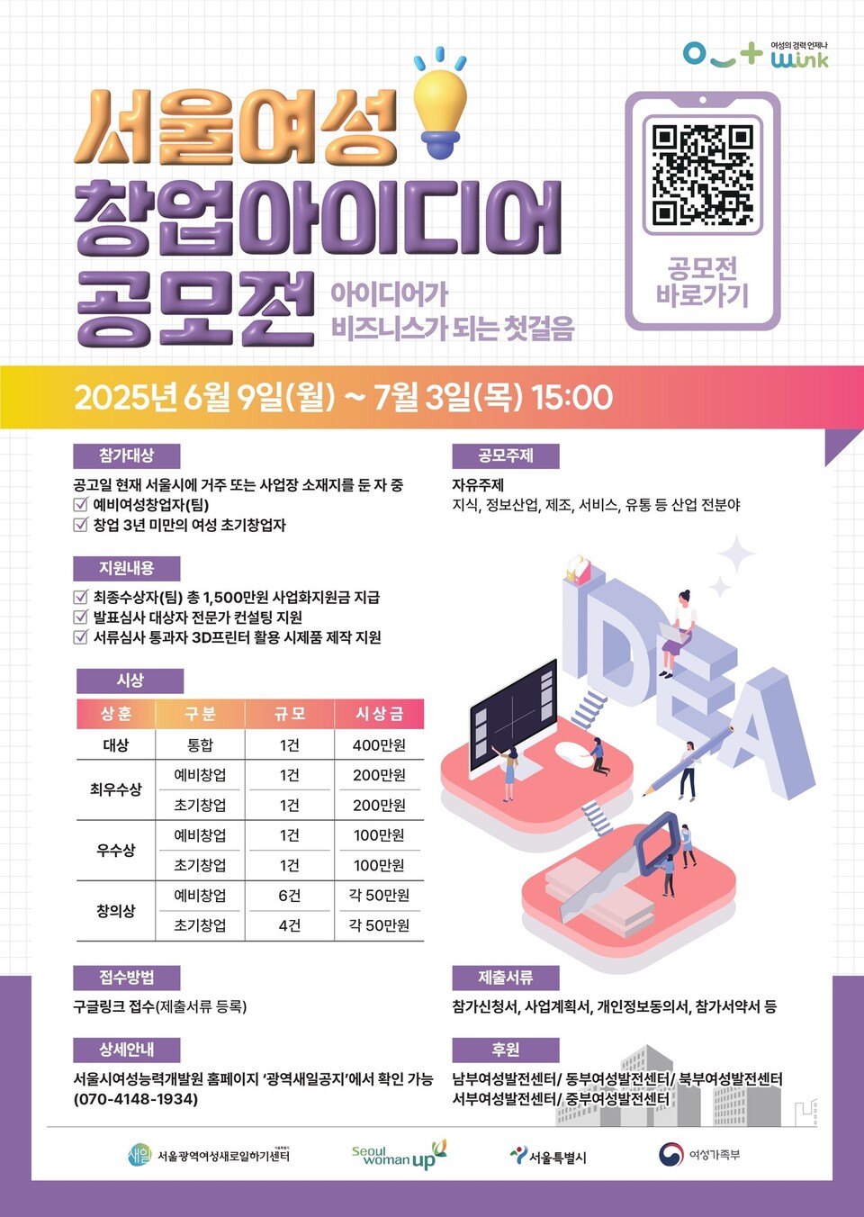 ▲ 서울여성창업아이디어 공모전. ⓒ서울광역여성새로일하기센터