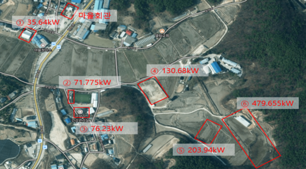 ▲ 구양리 태양광발전소 6개소 위치. ⓒ농림축산식품부